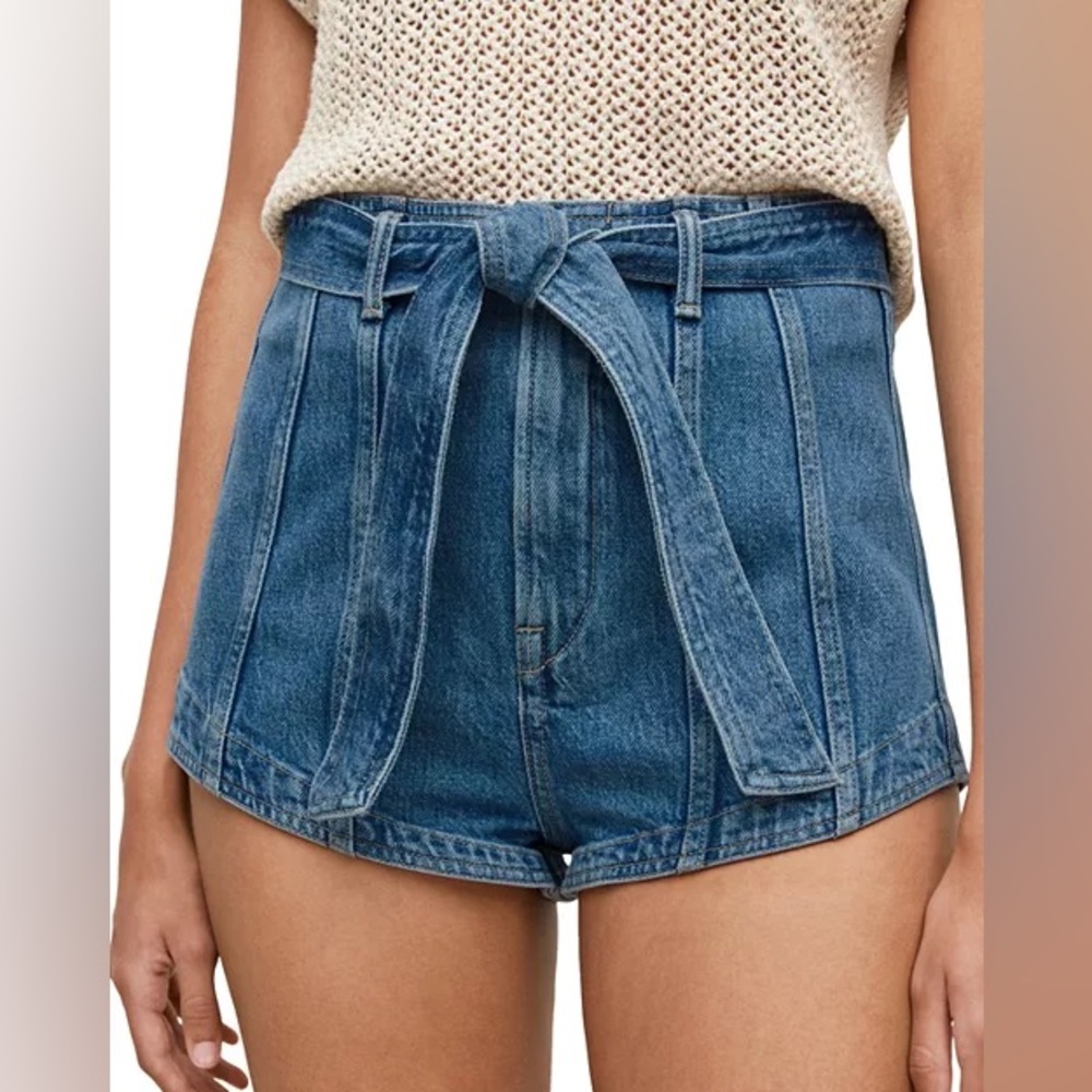 All Saints Frankie Blue High Waist Denim Shorts Size 29